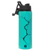 Metallic water bottle with safety lid, 850ml aluminum