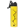 Metallic water bottle with safety lid, 850ml aluminum