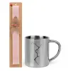 Easter Set, metallic thermal cup (300ml) & aromatic flat Easter candle (30cm) (PINK)