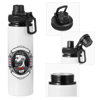 Barber shop, Metal water bottle with safety cap, aluminum 850ml