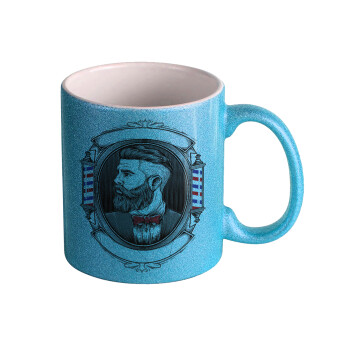 Barber shop, Κούπα Σιέλ Glitter που γυαλίζει, κεραμική, 330ml