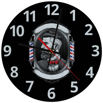 Barber shop, Ρολόι τοίχου γυάλινο (30cm)