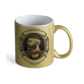 Barber shop, Κούπα Χρυσή Glitter που γυαλίζει, κεραμική, 330ml