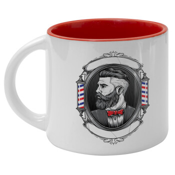 Barber shop, Κούπα κεραμική 400ml Λευκή/Κόκκινη