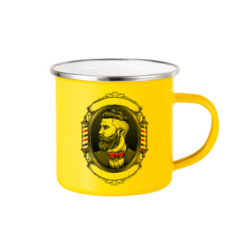 Barber shop, Yellow Enamel Metallic Cup 360ml