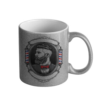 Barber shop, Κούπα Ασημένια Glitter που γυαλίζει, κεραμική, 330ml