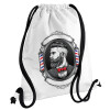 Backpack pouch GYMBAG white, with pocket (40x48cm) & thick cords