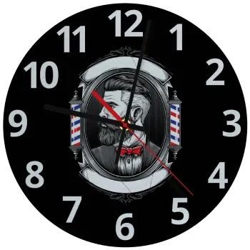 Barber shop, Ρολόι τοίχου γυάλινο (30cm)