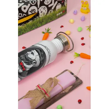 Barber shop, Πασχαλινή Λαμπάδα με παγούρι μεταλλικό (620ml, stainless steel) & κερί αρωματικό πλακέ (30cm) (ΡΟΖ)