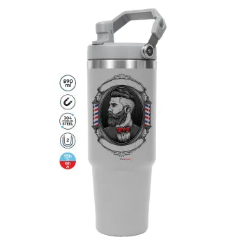 Barber shop, GREY color, 890ml (30oz) stainless Steel Tumbler with Handle