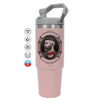 Barber shop, Pink color, 890ml (30oz) stainless Steel Tumbler with Handle
