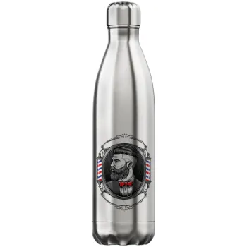 Barber shop, Μεταλλικό παγούρι θερμός Inox (Stainless steel), διπλού τοιχώματος, 750ml