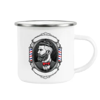 Barber shop, Metallic enamel cup white 360ml