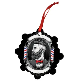 Barber shop, Christmas ornament snowflake wooden 7.5cm