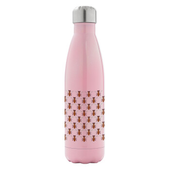 Bee, Metal mug thermos Pink Iridiscent (Stainless steel), double wall, 500ml