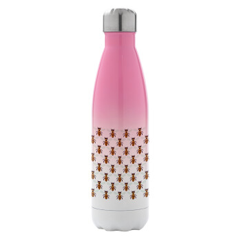 Bee, Metal mug thermos Pink/White (Stainless steel), double wall, 500ml