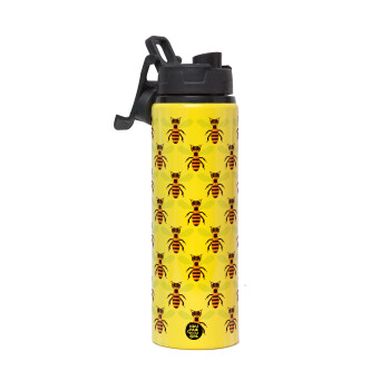 Bee, Metallic water bottle with safety lid, 850ml aluminum