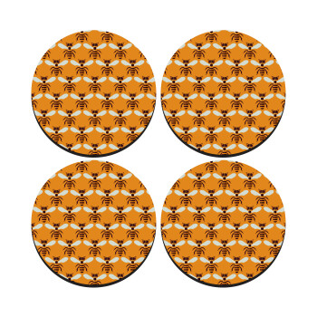 Μελισσούλες, ΣΕΤ 4 Σουβέρ ξύλινα στρογγυλά (9cm)