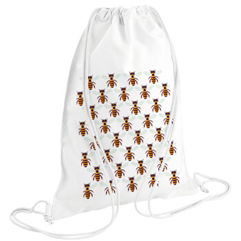 Μελισσούλες, Τσάντα πλάτης πουγκί GYMBAG λευκή (28x40cm)
