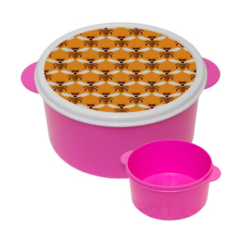 Μελισσούλες, ΡΟΖ παιδικό δοχείο φαγητού (lunchbox) πλαστικό (BPA-FREE) Lunch Βox M16 x Π16 x Υ8cm