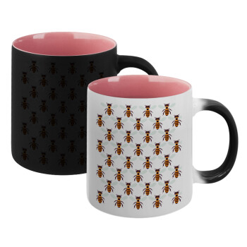 Bee, Κούπα Μαγική εσωτερικό ΡΟΖ, κεραμική 330ml που αλλάζει χρώμα με το ζεστό ρόφημα