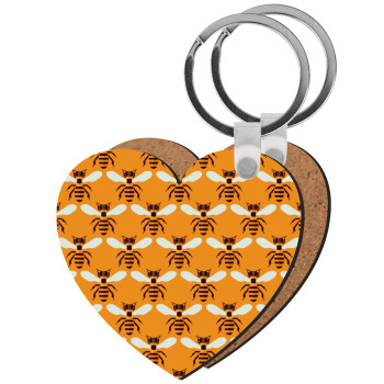 Bee, Μπρελόκ Ξύλινο καρδιά MDF