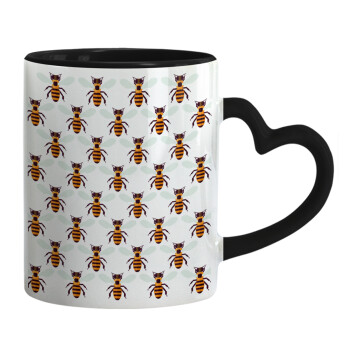 Bee, Mug heart black handle, ceramic, 330ml