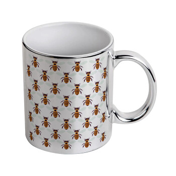 Bee, Mug ceramic, silver mirror, 330ml
