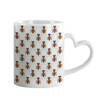 Bee, Mug heart handle, ceramic, 330ml