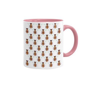 Bee, Mug colored pink, ceramic, 330ml