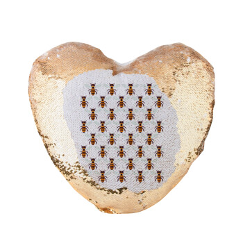 Μελισσούλες, Μαξιλάρι καναπέ καρδιά Μαγικό Χρυσό με πούλιες 40x40cm περιέχεται το  γέμισμα