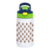 Children's hot water bottle, stainless steel, with safety straw, green, blue (350ml)