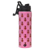 Metallic water bottle with safety lid, 850ml aluminum