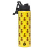 Metallic water bottle with safety lid, 850ml aluminum
