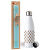 Easter Set, metallic stainless steel water bottle (750ml) & aromatic flat Easter candle (30cm) (TURQUOISE)