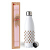 Easter Set, metallic stainless steel water bottle (750ml) & scented flat Easter candle (30cm) (PINK)