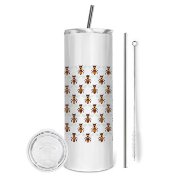 Bee, Tumbler stainless steel 600ml, with metal straw & cleaning brush