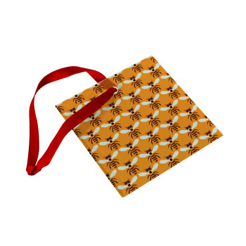Μελισσούλες, Χριστουγεννιάτικο στολίδι γυάλινο τετράγωνο 9x9cm