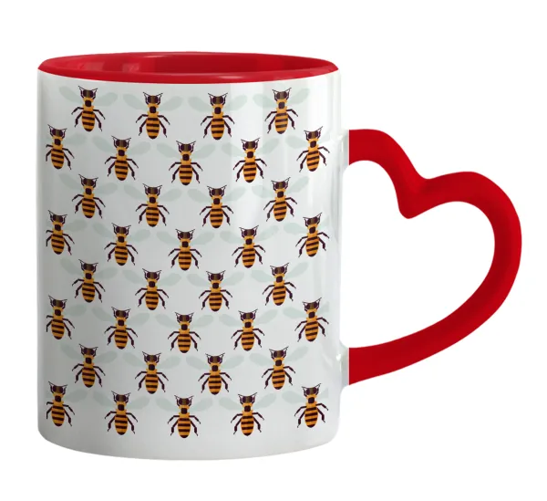 Bee — Mug heart red handle, ceramic, 330ml
