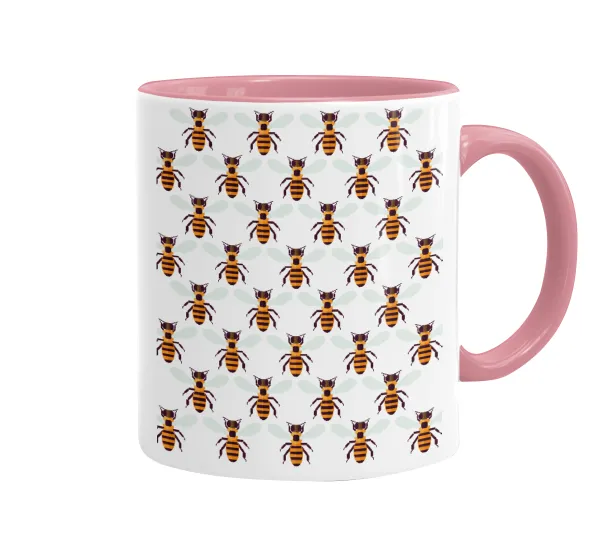 Bee — Mug colored pink, ceramic, 330ml