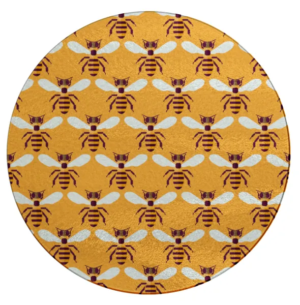 Bee — Round glass cutting board (30cm)