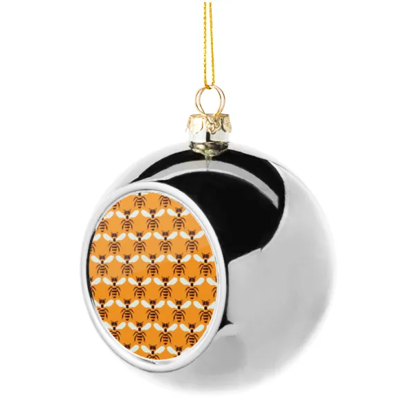 Bee — Silver 8cm Christmas tree ball ornament