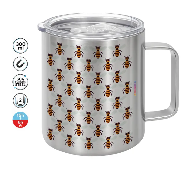 Bee — Double-walled stainless steel mug 300ml with temperature-retaining lid