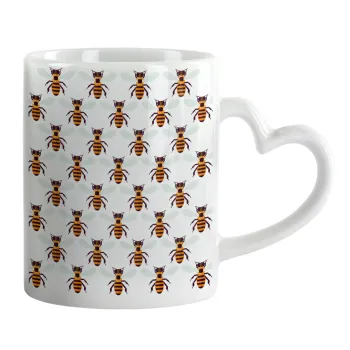 Bee, Mug heart handle, ceramic, 330ml
