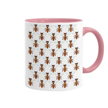 Bee, Mug colored pink, ceramic, 330ml