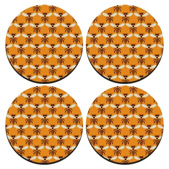 Μελισσούλες, ΣΕΤ 4 Σουβέρ ξύλινα στρογγυλά (9cm)