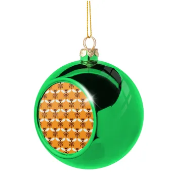 Bee, Green Christmas tree ornament ball 8cm