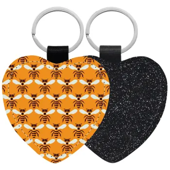 Μελισσούλες, Μπρελόκ PU δερμάτινο glitter καρδιά ΜΑΥΡΟ