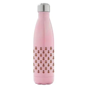 Bee, Metal mug thermos Pink Iridiscent (Stainless steel), double wall, 500ml