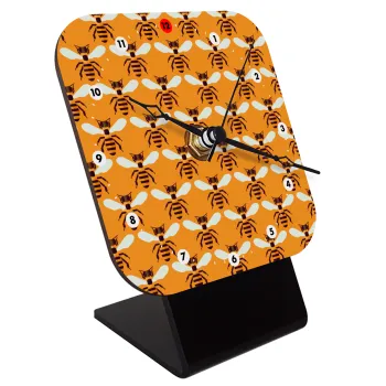 Bee, Quartz Wooden table clock with hands (10cm)